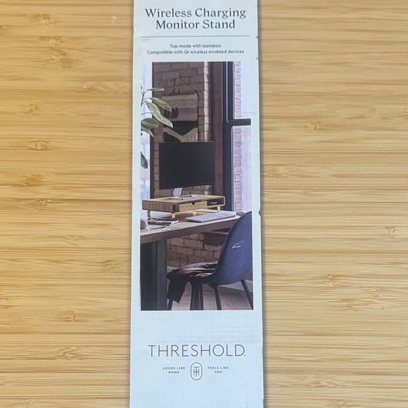 Threshold Brown Monitor Riser- Wireless & USB Charging - Picture 2 of 5